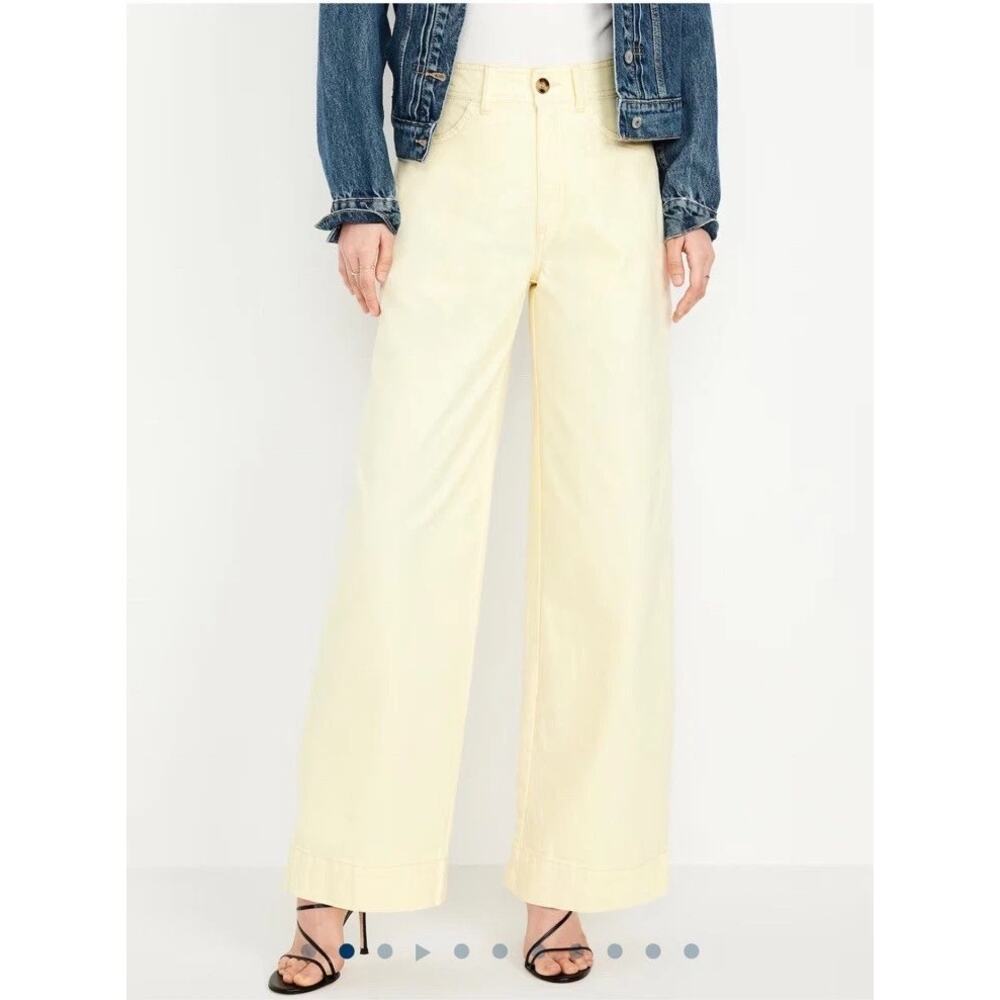 Old Navy Yellow Extra High-Waist Mariner Wide-Leg Pants Size 2 Petite NWT ⚓️ ✨🌼